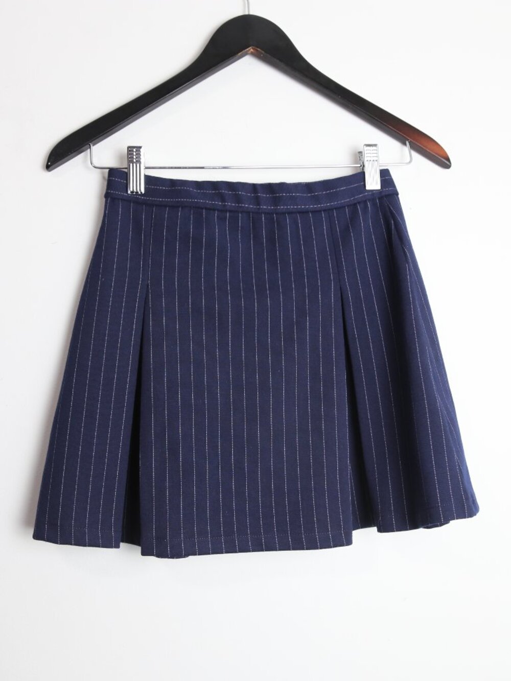Zara Girls Navy Blue Pinstripe Mini Pleated Skirt Prep School Size 13-14
